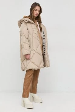 Γυναικεία Μακριά μπουφάν Μπουφάν με επένδυση από πούπουλα Weekend Max Mara μπεζ,