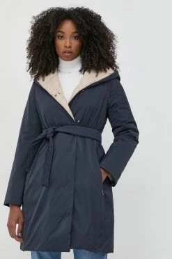 Γυναικεία Μακριά μπουφάν Αναστρέψιμο μπουφάν με επένδυση από πούπουλα Weekend Max Mara ναυτικό μπλε,