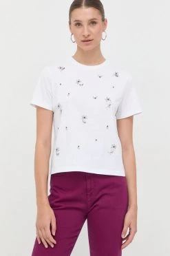 Γυναικεία Κοντομάνικο Βαμβακερό μπλουζάκι MAX&Co. άσπρο