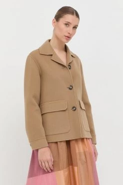 Γυναικεία Κοντά μπουφάν Μάλλινο μπουφάν Weekend Max Mara καφέ,