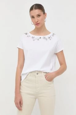 Γυναικεία Κοντομάνικο Βαμβακερό μπλουζάκι MAX&Co. άσπρο