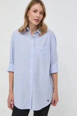 Γυναικεία Πουκάμισα Βαμβακερό πουκάμισο Weekend Max Mara ανοιχτό μπλε