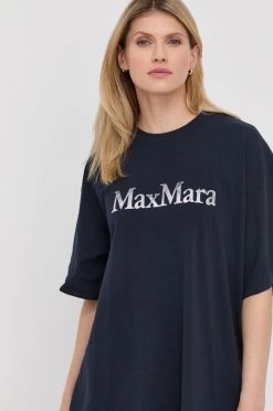 Γυναικεία Κοντομάνικο Μπλουζάκι Max Mara Leisure χρώμα: ναυτικό μπλε