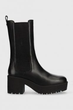 Γυναικεία Μποτάκια Δερμάτινες μπότες τσέλσι Weekend Max Mara χρώμα: μαύρο,