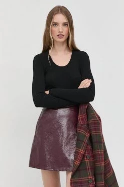 Γυναικεία Μακρυμάνικο Πουκάμισο μακρυμάνικο με μείγμα μαλλιού MAX&Co. μαύρο