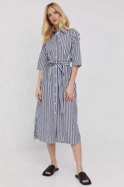 Γυναικεία Φορέματα Βαμβακερό φόρεμα Max Mara Leisure ναυτικό μπλε,