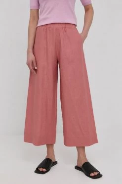 Γυναικεία Υφασμάτινα Λινό παντελόνι Max Mara Leisure χρώμα: ροζ,