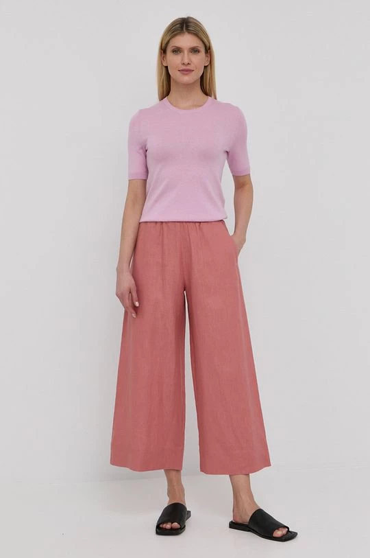 Γυναικεία Υφασμάτινα Λινό παντελόνι Max Mara Leisure χρώμα: ροζ, 4 Γυναικεία Υφασμάτινα Λινό παντελόνι Max Mara Leisure χρώμα: ροζ, - Image 2