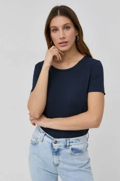 Γυναικεία Κοντομάνικο Μπλουζάκι Weekend Max Mara χρώμα: ναυτικό μπλε