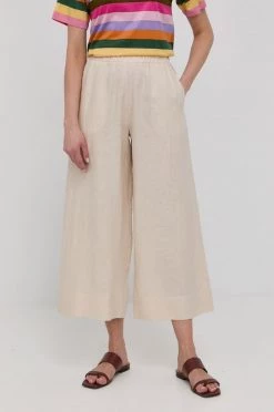 Γυναικεία Υφασμάτινα Λινό παντελόνι Max Mara Leisure χρώμα: μπεζ,