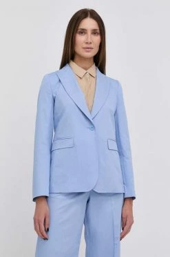 Γυναικεία Σακάκια Blazer με μείγμα λινών Weekend Max Mara ανοιχτό μπλε