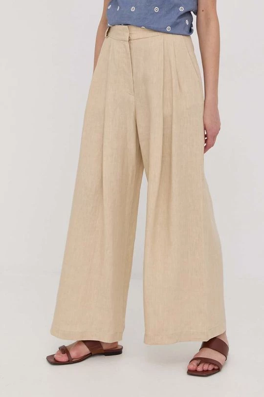 Γυναικεία Υφασμάτινα Λινό παντελόνι MAX&Co. χρώμα: μπεζ, 4 Γυναικεία Υφασμάτινα Λινό παντελόνι MAX&Co. χρώμα: μπεζ, - Image 2