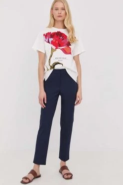 Γυναικεία Υφασμάτινα Παντελόνι Weekend Max Mara χρώμα: ναυτικό μπλε,