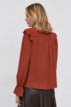 Γυναικεία Μπλούζες Μπλούζα με μείγμα μεταξιού MAX&Co. χρώμα: καφέ -Αξεσουάρ || Παπούτσια || Ρούχα Κατάστημα unnamed file 3723