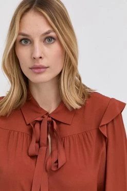 Γυναικεία Μπλούζες Μπλούζα με μείγμα μεταξιού MAX&Co. χρώμα: καφέ -Αξεσουάρ || Παπούτσια || Ρούχα Κατάστημα unnamed file 3725