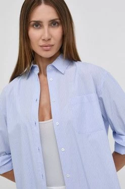 Γυναικεία Πουκάμισα Weekend Max Mara - Βαμβακερό πουκάμισο ανοιχτό μπλε