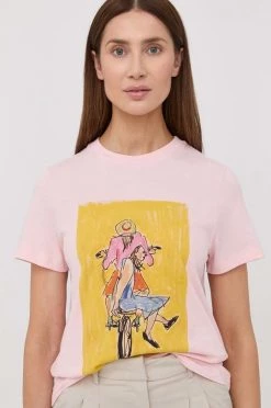 Γυναικεία Κοντομάνικο Βαμβακερό μπλουζάκι MAX&Co. ροζ