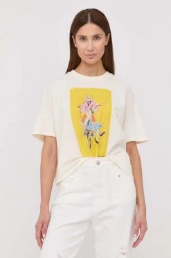 Γυναικεία Κοντομάνικο Βαμβακερό μπλουζάκι MAX&Co. μπεζ