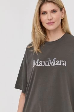 Γυναικεία Κοντομάνικο Μπλουζάκι Max Mara Leisure χρώμα: γκρι -Αξεσουάρ || Παπούτσια || Ρούχα Κατάστημα unnamed file 3957