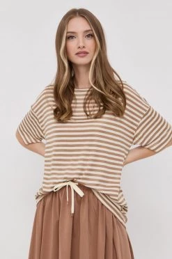 Γυναικεία Κοντομάνικο Μπλουζάκι με λινό μείγμα Max Mara Leisure μπεζ -Αξεσουάρ || Παπούτσια || Ρούχα Κατάστημα unnamed file 3990